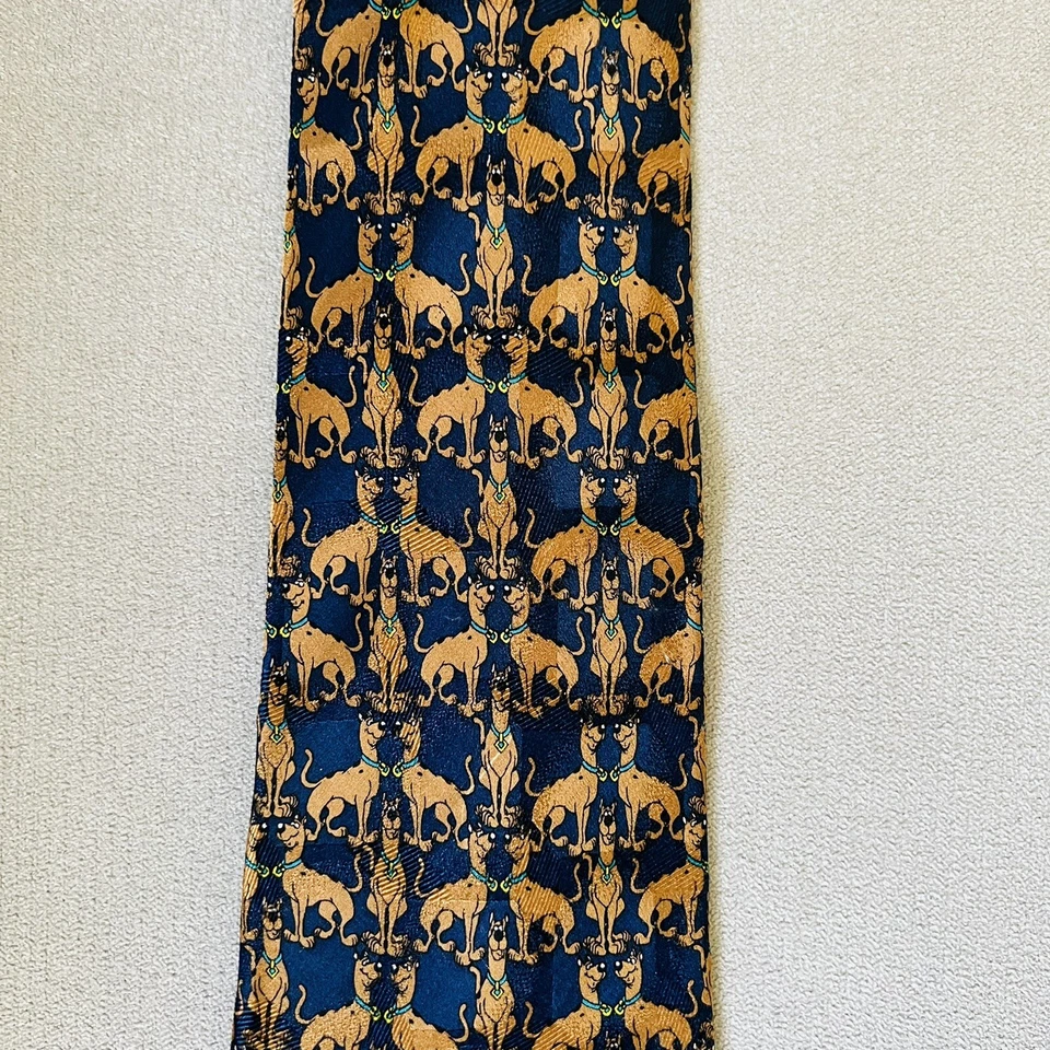 [VINTAGE ‘98, RARE] Men's Novelty Scooby Doo 100% Silk Neck Tie - Blue - Image 2 of 3