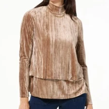 DG2 Diane Gilman Crushed Velvet Easy Top Mushroom Champagne Gold Shimmery HSN