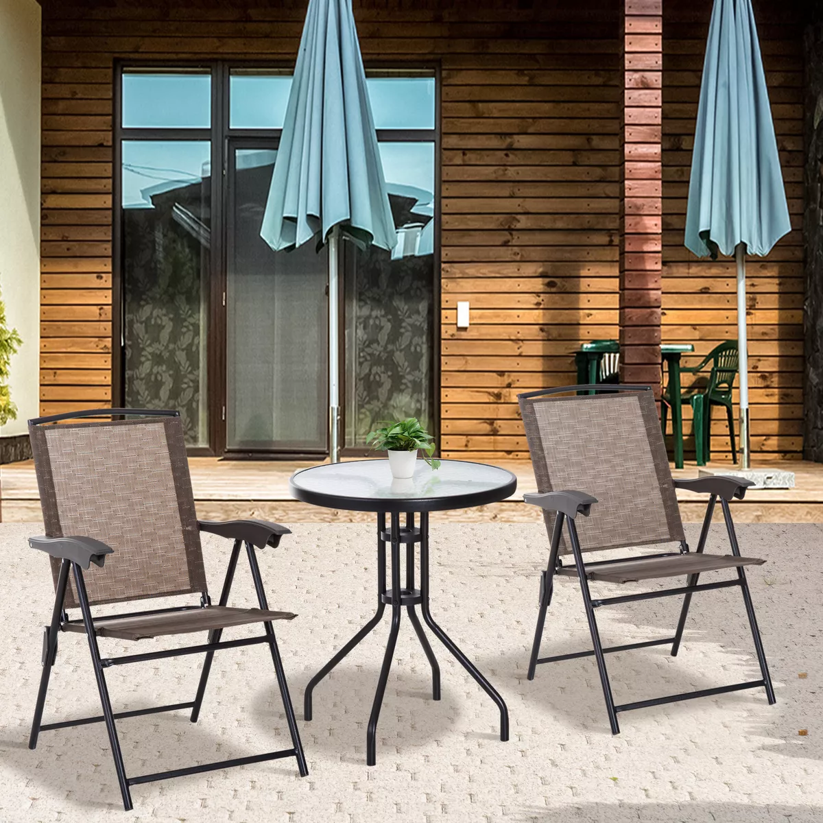 Brown metal cheap patio chairs