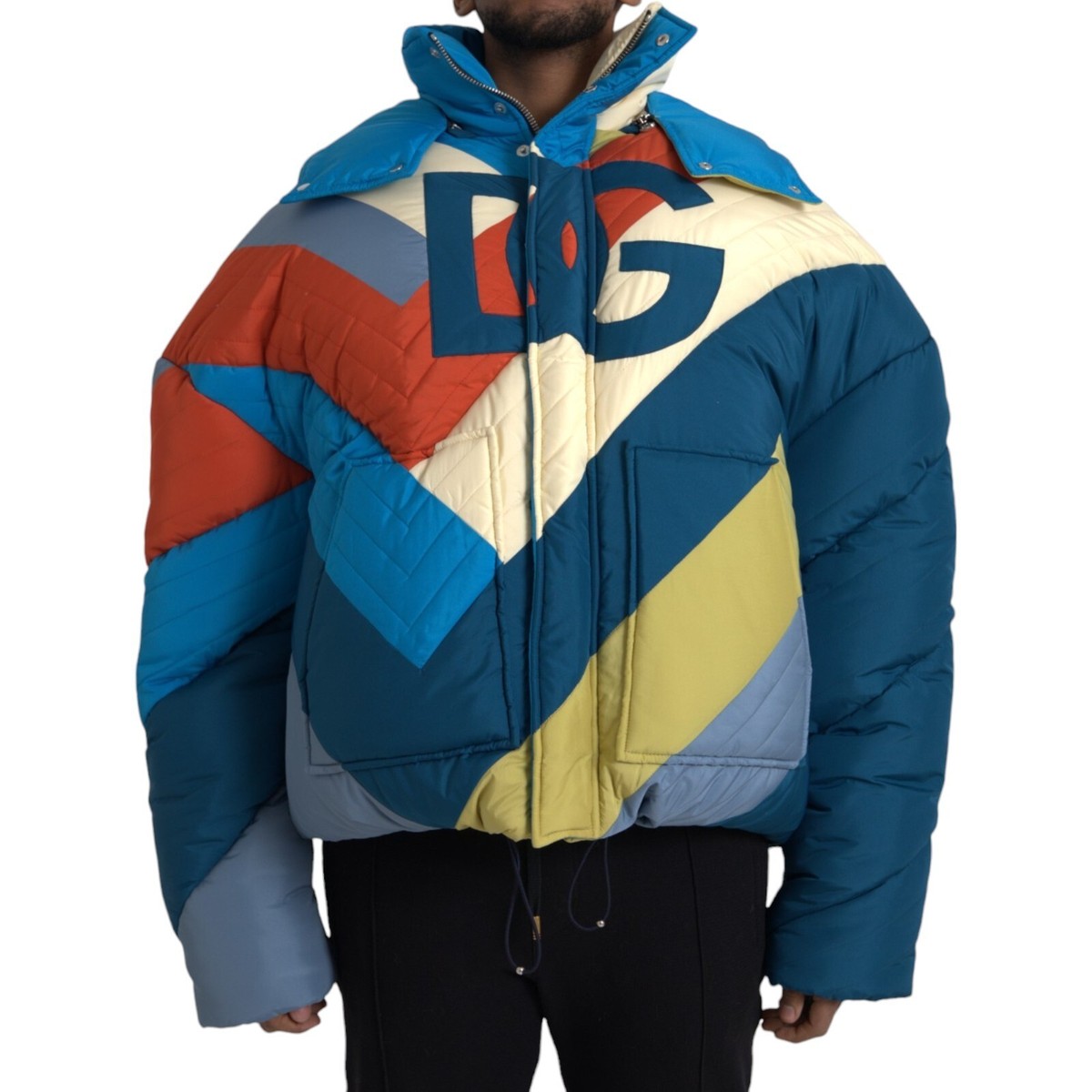 DOLCE & GABBANA Jacket Multicolor Logo Windbreaker Puffer