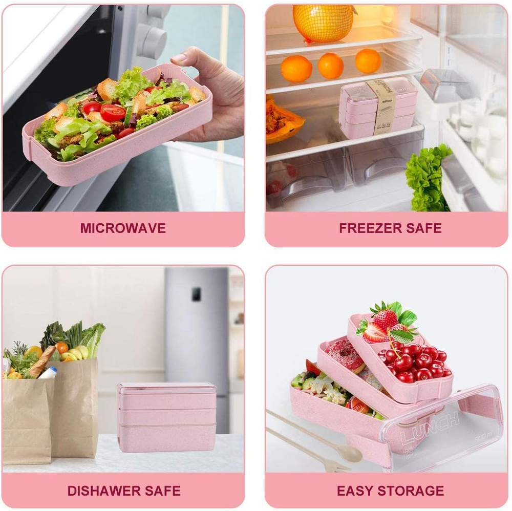 3-In-1 Bento Box for Adults - 900ML Japanese Meal Prep Lunch Container 3-In-1 Bento Box for Adults - 900ML Japanese Meal Prep Lunch Container