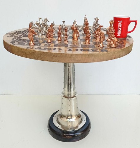Stylish Chess Table Chess Game Chess Table With Brass Wooden Round Chess Table - Picture 3 of 12