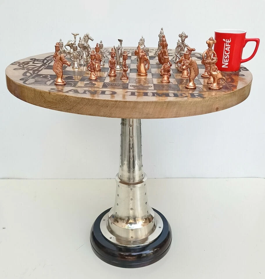 Stylish Chess Table Chess Game Chess Table With Brass Wooden Round Chess Table - Image 3 of 4