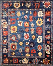 8x10 Navy Blue Turkish Oushak Hand Knotted Wool Transitional Area Rug