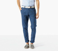 NWT - DOCKERS Men's PREMIUM CLEAN Blue SLIM TAPERED Embroidered PANTS - 29x32