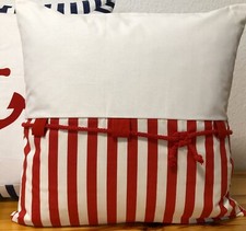 1x Maritime Kissenhülle, Kissenbezug, Dekokissen, rot/weiß 40x40cm.