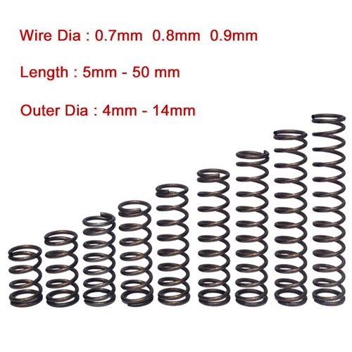 10 Stck. Druckfeder Draht Durchmesser 0,7/0,8/0,9 mm kleine Federn Stahl OD 4-14 mm - Bild 3 von 12