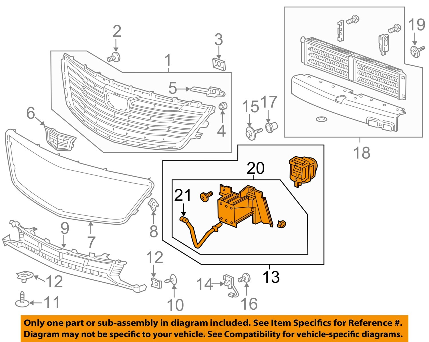 GM OEM 16-18 CT6 Front Bumper Grille Components-Camera 23283518