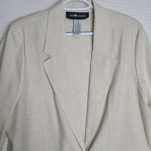 VTG NWT Y2K Sag Harbor Womens Sz 16 Ivory Polyester/Linen Light Jacket - Picture 5 of 19