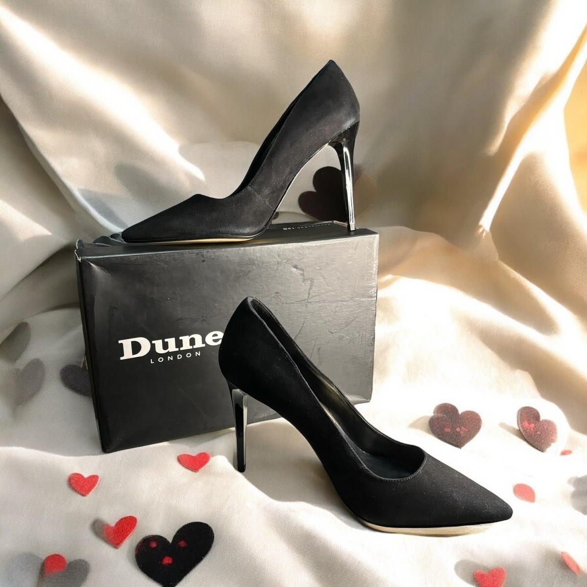 Dune London “Betsee” Black Suede Stilettos Size 40 / 9M 4.5” Heels
