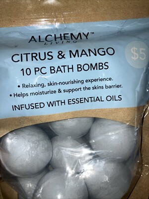 alchemy living essential oil-infused bath bombs 10-count  Citrus & Mango Up2