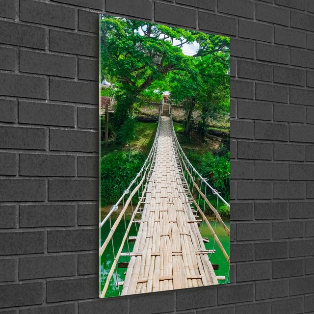 Wand-Bild Kunstdruck aus Hart-Glas Hochformat 50x100 Park Treppen