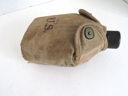 Vintage Military Aluminum Canteen in Canvas/Wool Lined Cover marked U.S. - Picture 14 of 14