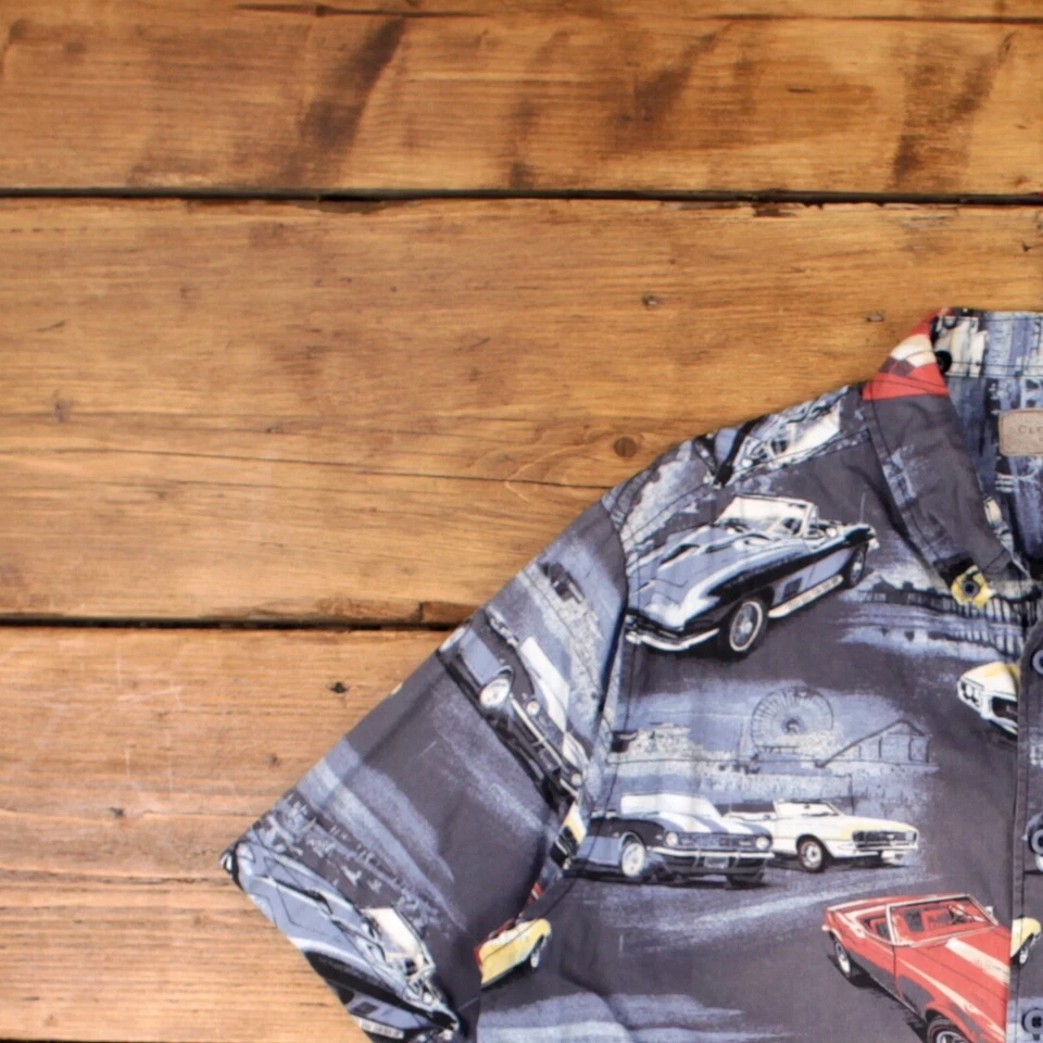 Camisa Informal Vintage Agua Transparente Botón L Coche Novedad Para Hombre Manga Corta Azul Foto 4 de 4