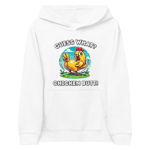 Guess What? Chicken Butt! Funny Kids Hoodie Hilarious Chicken Humor Sweatshirt - Picture 9 of 9