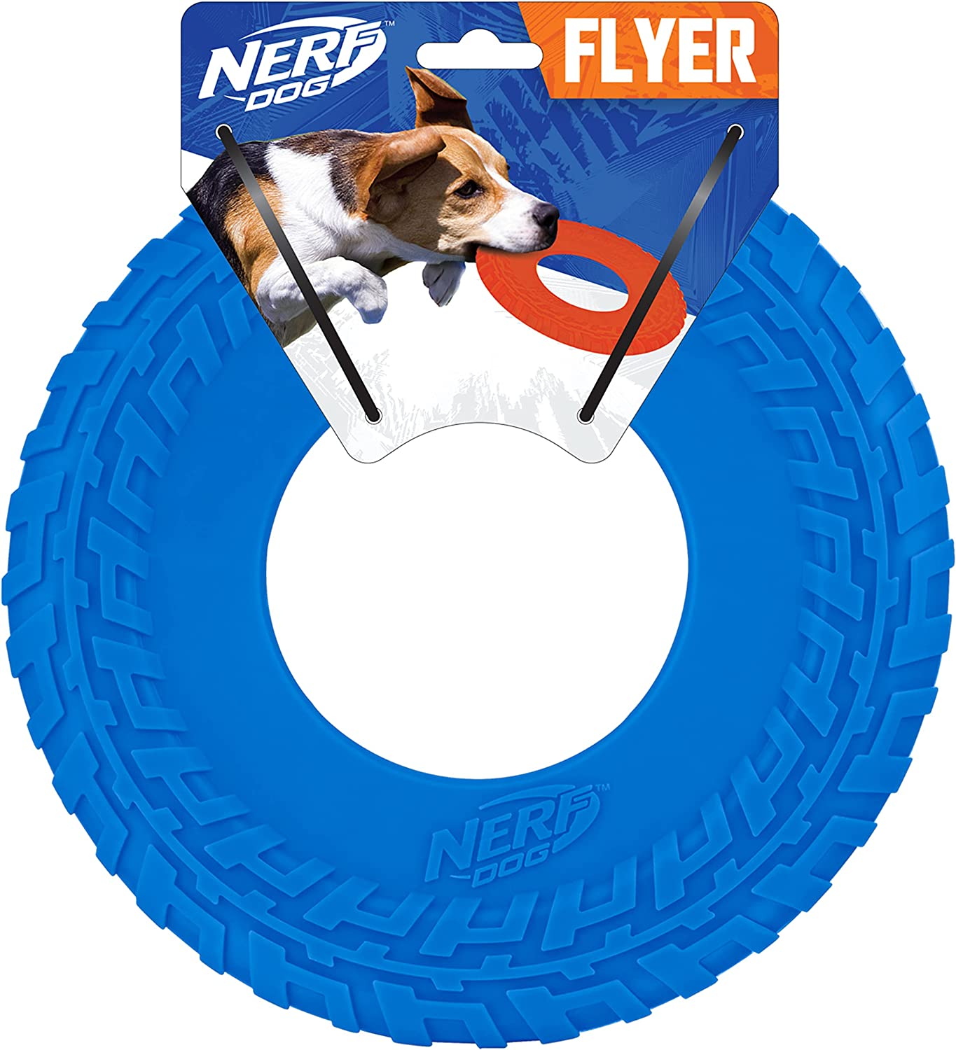 Nerf Dog Rubber Tire Flyer Dog Toy, Frisbee, Lightweight, Durable, Floats in Wat