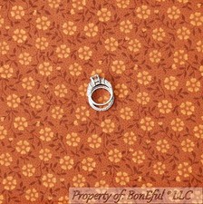 BonEful Fabric FQ Cotton Quilt Brown Rust Calico Flower Dot Small Garden Cottage