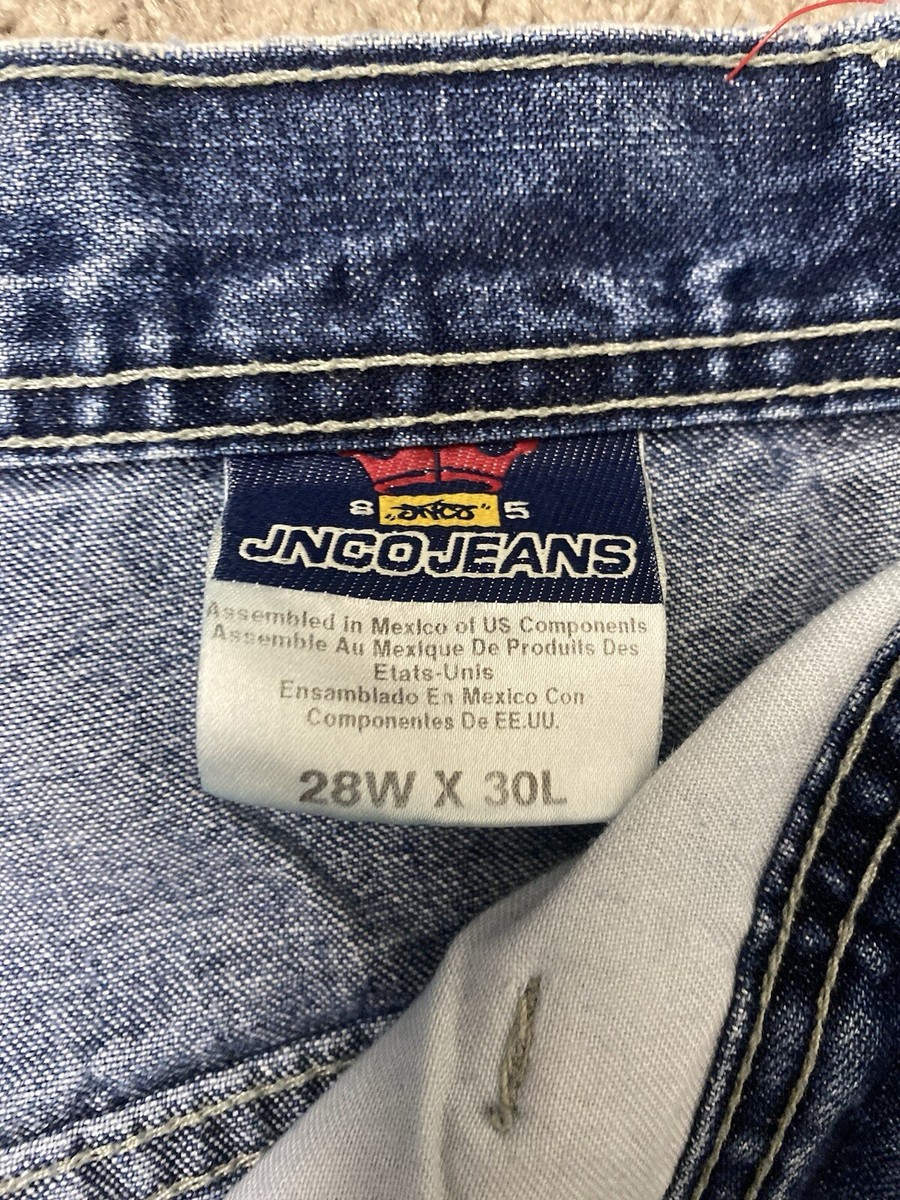 Age Old エイジオールドFrisko PnatsWhiteOxford Vintage Y2K Mens JNCO Flaming Spade 28x30 Wide Leg Blue