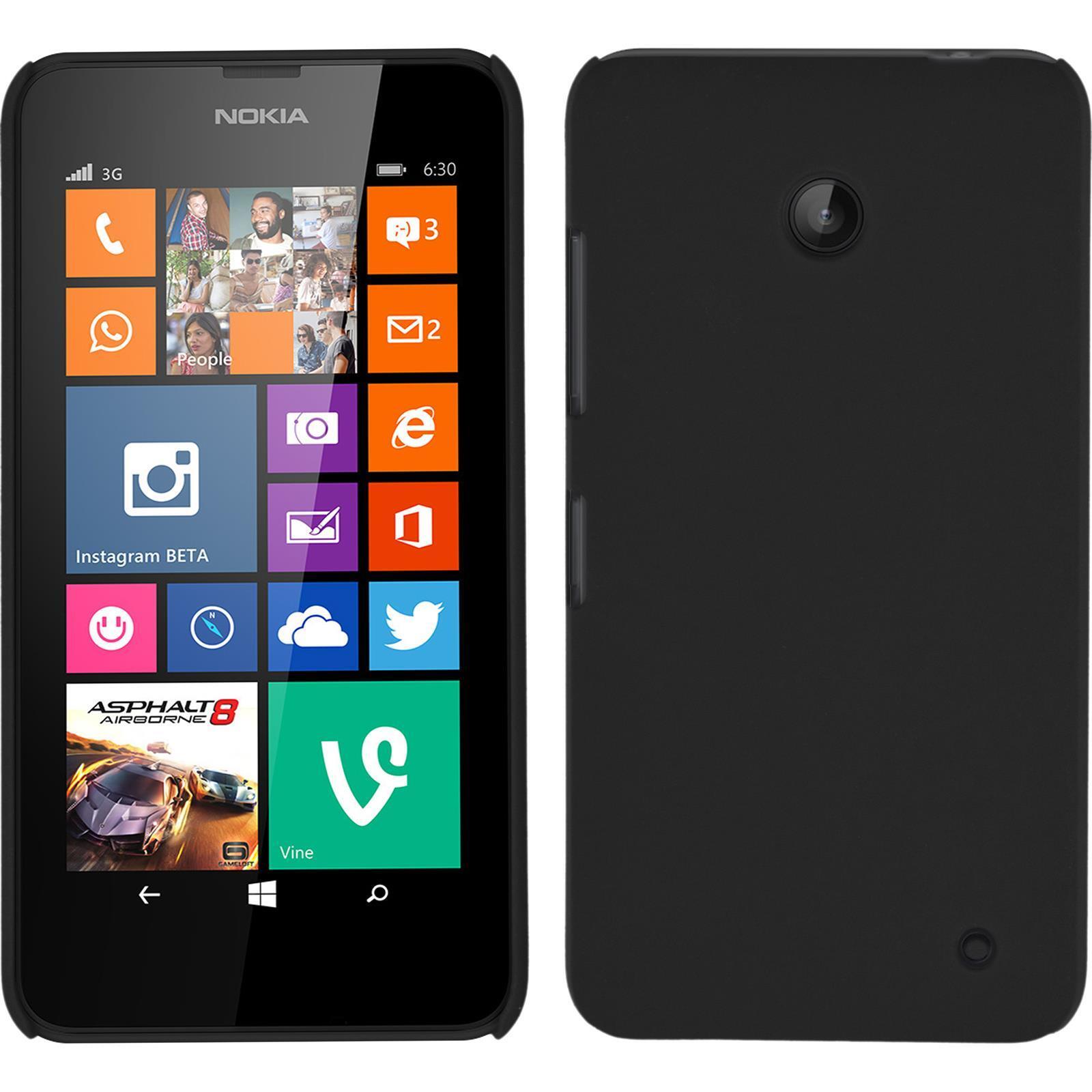 Hardcase für Nokia Lumia 630 Hülle schwarz gummiert 2 Schutzfolien