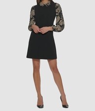 Tommy Hilfiger Women's Black Graphic Paisley-Print Layered-Look Dress Size 2
