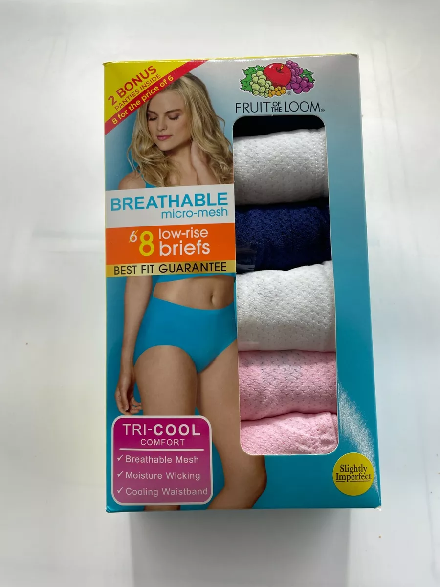 FRUIT OF THE LOOM WOMEN'S MICRO MESH LOW-RISE BRIEFS 8 PACK