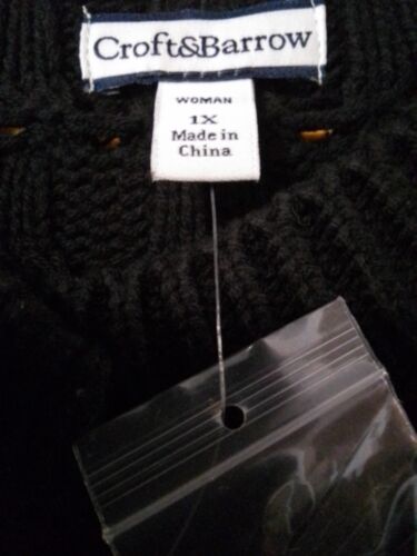 New Croft & Barrow Womens Classic Sweater Black One Button Style Size 1X - Picture 2 of 4