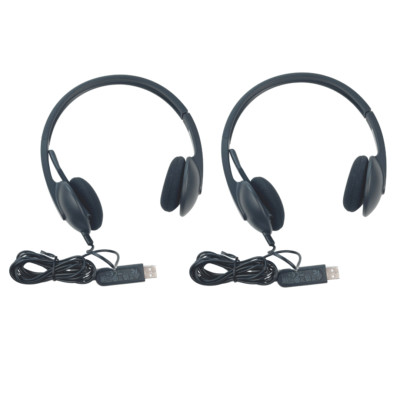 [PACK OF 2 ] Logitech H340 USB Computer Wired Headset - Black