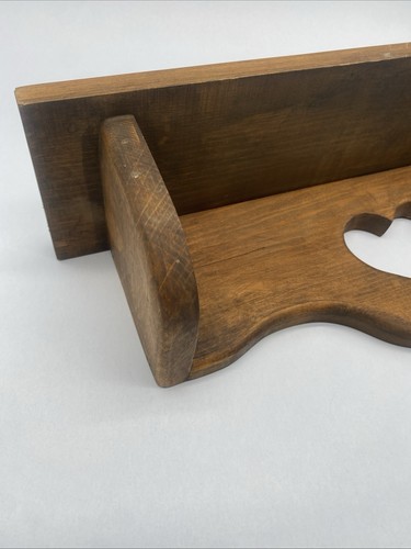 Vintage Handmade Solid Wooden Wall Shelf With Heart Cutout 18" Long 4.5” Wide - Picture 3 of 16