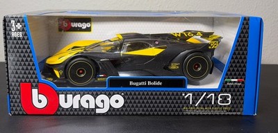 Bburago 1:18 Bugatti Bolide Grey/Yellow Diecast Model Car 18-11047 New In Box