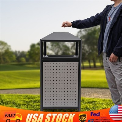 38Gal Outdoor Trash Can Large Site Lot Garbage Waste Container +Build-in Ashtray