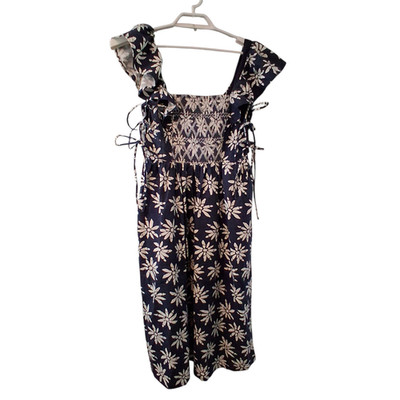 En Saison nwt Catalina floral dress womens L smocked pockets linen blend midi
