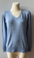 Adagio Pullover Gr. 42, jeansblau, 65% Seide, 35% Kaschmir, V-Ausschnitt