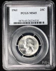 1961 Washington Silver Quarter 25c PCGS MS65