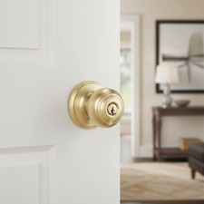 Colonial Keyed Entry Door Knob - Polished Brass, ANSI Grade-3 Certified Security