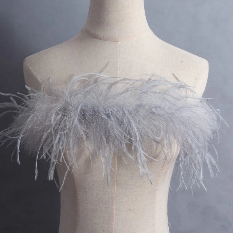 2.0 meters Ostrich Feathers Boa I Ply Ostrich Trim Crafts Wedding Dance Costumes - Image 4 of 4