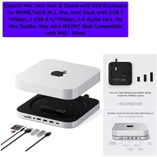 Mac mini Hub  Stand with SSD Enclosure for NVME/SATA M.2, Mac mini Dock with...