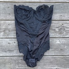 Fleur de Lace by Smoothie Vintage Bustier Corset Control Shaper Bodysuit Sz 36C
