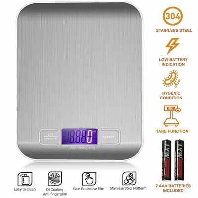 Küchenwaage digital Edelstahl LCD Anzeige elektronische Waage von 1g bis zu 10KG