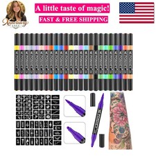 Temporary Tattoo Markers for Skin, 24 Body Markers 67 Large Tattoo Stencils,D...