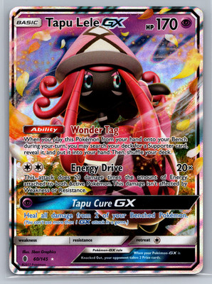 Tapu Lele GX - 60/145 - Pokemon Guardians Rising Sun & Moon Ultra Rare Card NM