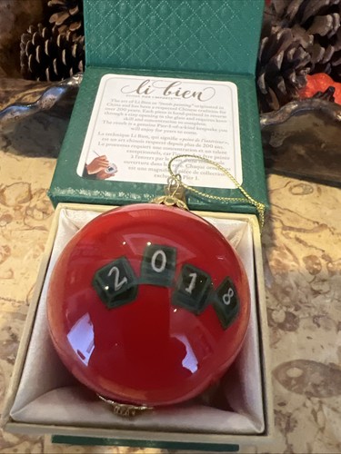 New Pier 1 Li Bien Baby’s First Christmas Ornament Red Glass Ball 2018 - Picture 3 of 7