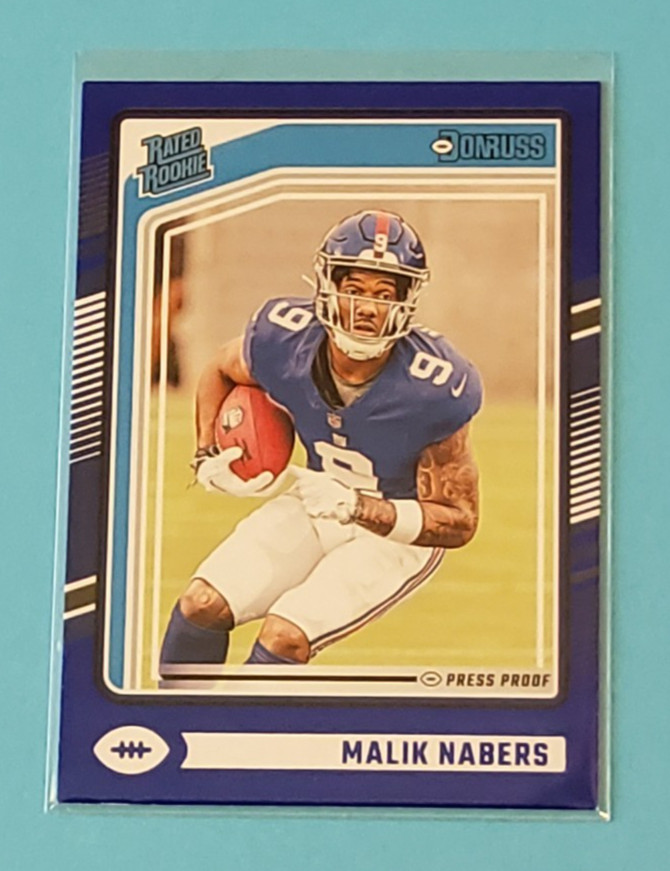 2024 Donruss Football Malik Nabers Rated Rookie Blue Press Proof #383 Giants