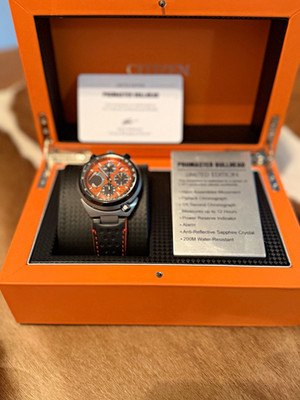Citizen Promaster Bullhead Orange Dial Quartz Chronograph 200m Box & Papers