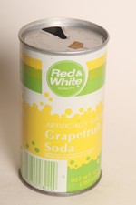 Red & White Grapefruit soda can - 12oz