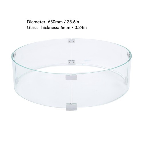 Round Fire Pit Wind Guard Tempered Glass Windscreen Flame 650mm Dia US - Picture 7 of 24