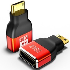 STSAUX Mini HDMI to Adapter 2-Pack , 8K 60Hz, 4K 144Hz, 2K 240Hz red