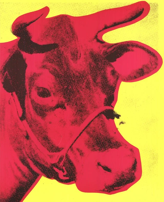 Póster de vaca rosa sobre amarillo, 1966 por Andy Warhol impresión artística 1992 agotado 20x33 Foto 2 de 4