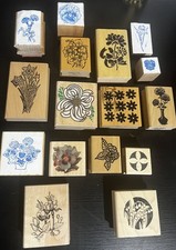 Floral Garden Flowers Wood Rubber Stamp Stampede Crafting Vintage Lot set VG 