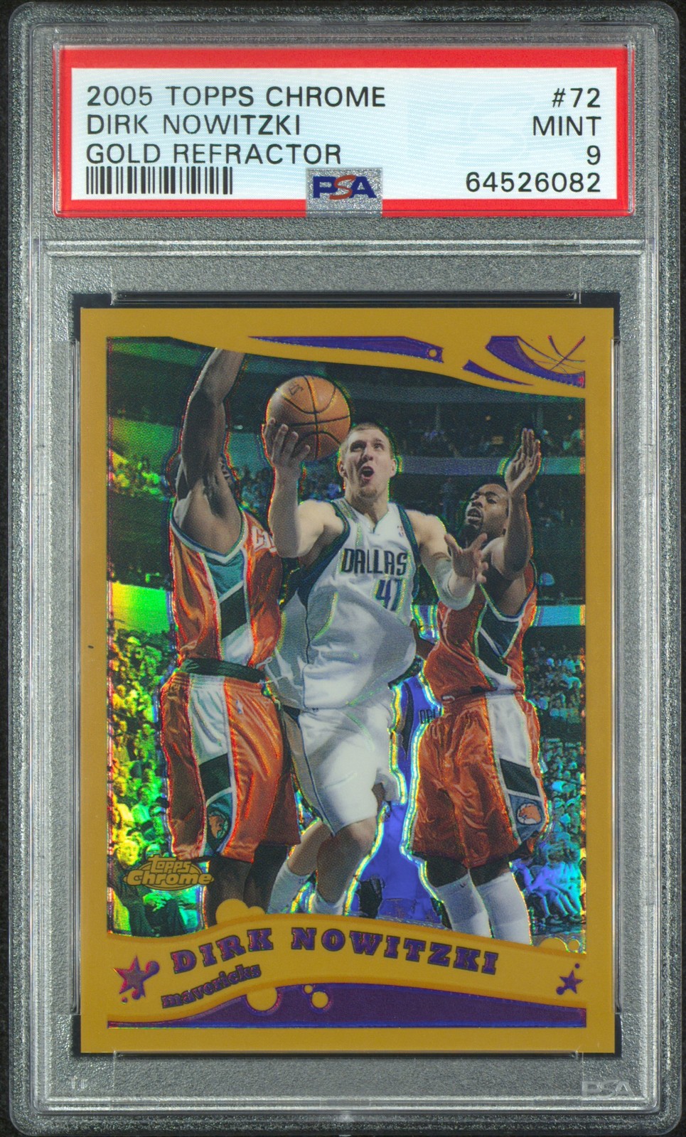 2005-06 Topps Chrome Dirk Nowitzki Refractors Gold PSA 9 /99 Mavs Pop 16