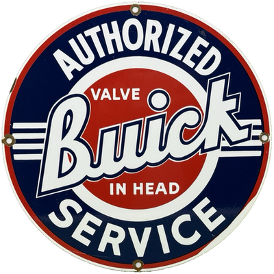 #ad VINTAGE BUICK PORCELAIN DEALERSHIP SIGN SERVICE STATION GAS OIL PUMP PLATE $121.65